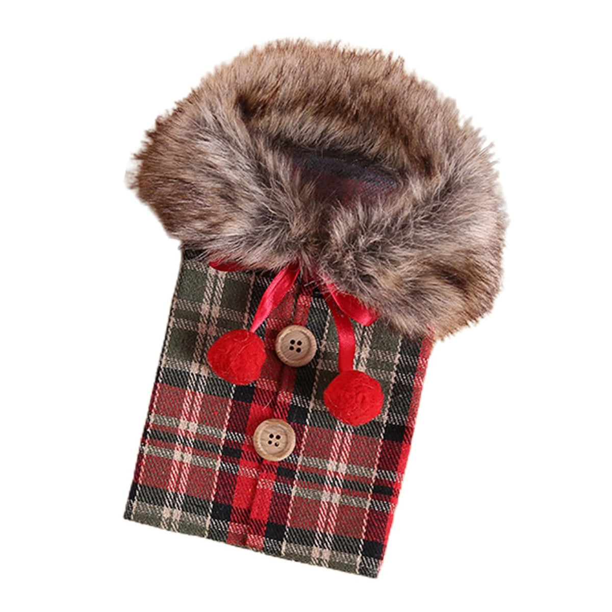 Christmas decorations, new European and American wine sets, holiday decoration props, bow, linen, fur collar, red wine