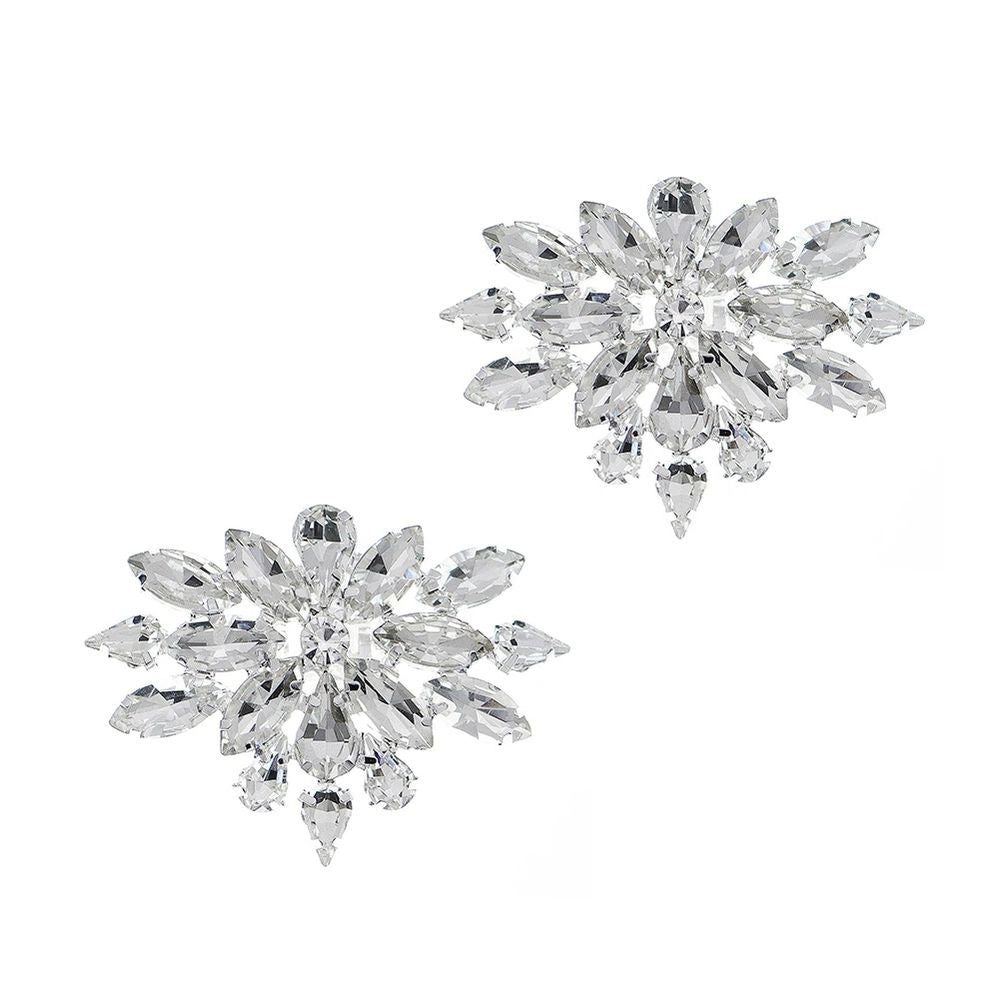 A Pair of Flower-shaped Rhinestones Crystal Shoe Clips Women Bride Wedding Party Jewelry Charms Buckle Shoe Decoration Accessories