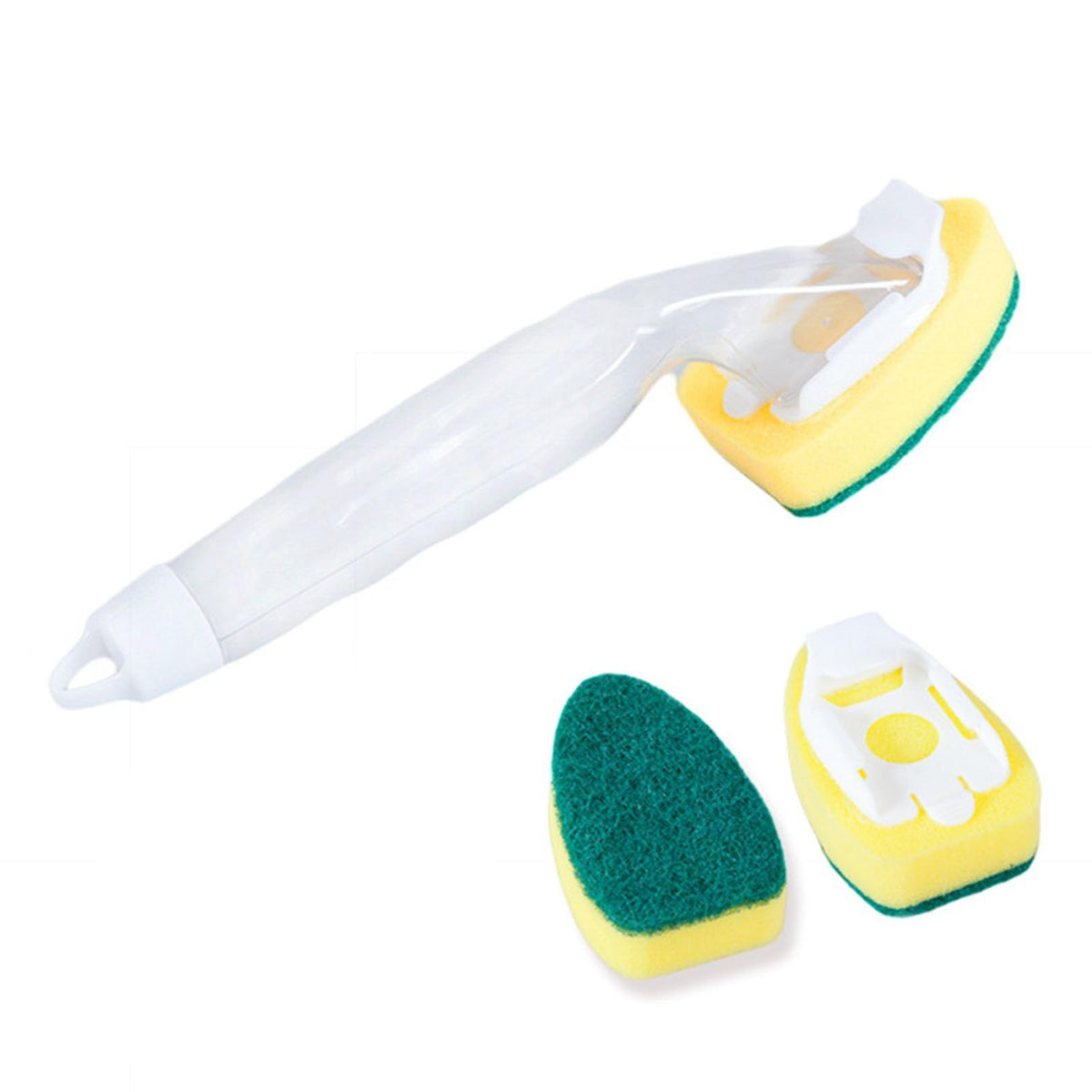 1 Handle and 2 Refill Replacement Sponge Heads, Heavy Duty Dish Wand Refill Non-Scratch Sink Cleaning Brush Pads