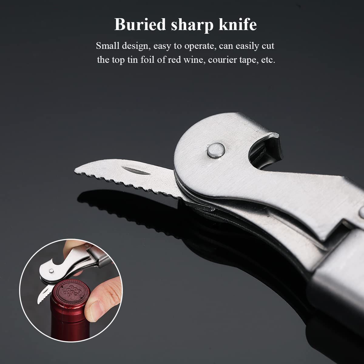 Waiter Corkscrew Wine Key Wine Opener with Foil Cutter,Stainless Steel Classic All-in-one Corkscrew Double Hinged Corkscrew-2pcs