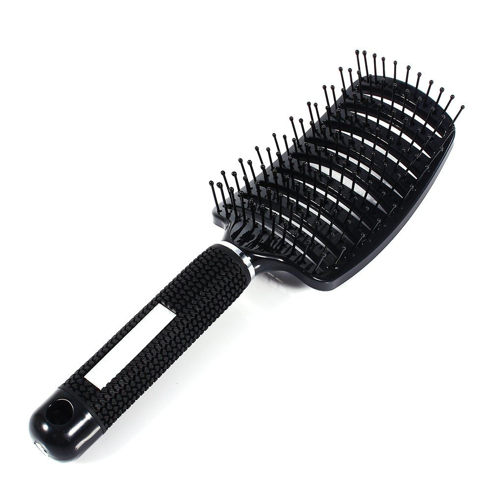 Curved Vent Brush, Drying Brush,Anti-static Curved Vent Salon Hairdressing Hair Tool Rows Comb Brush (Black)