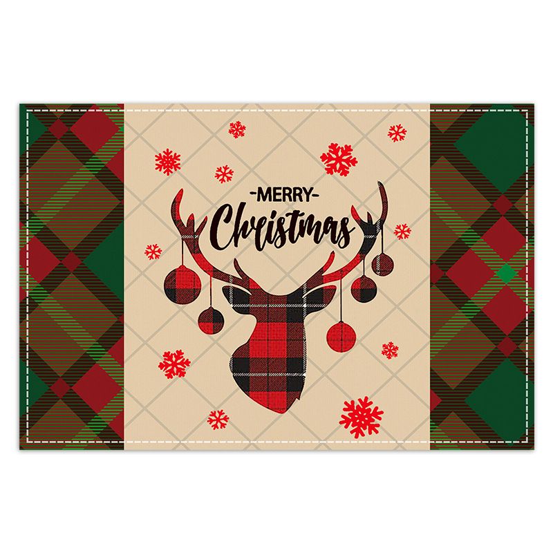 Merry Christmas Placemats 2-Pack Holiday Dining Table Place Mats Assorted Design Patterns Santa Claus Snowman Christmas Tree