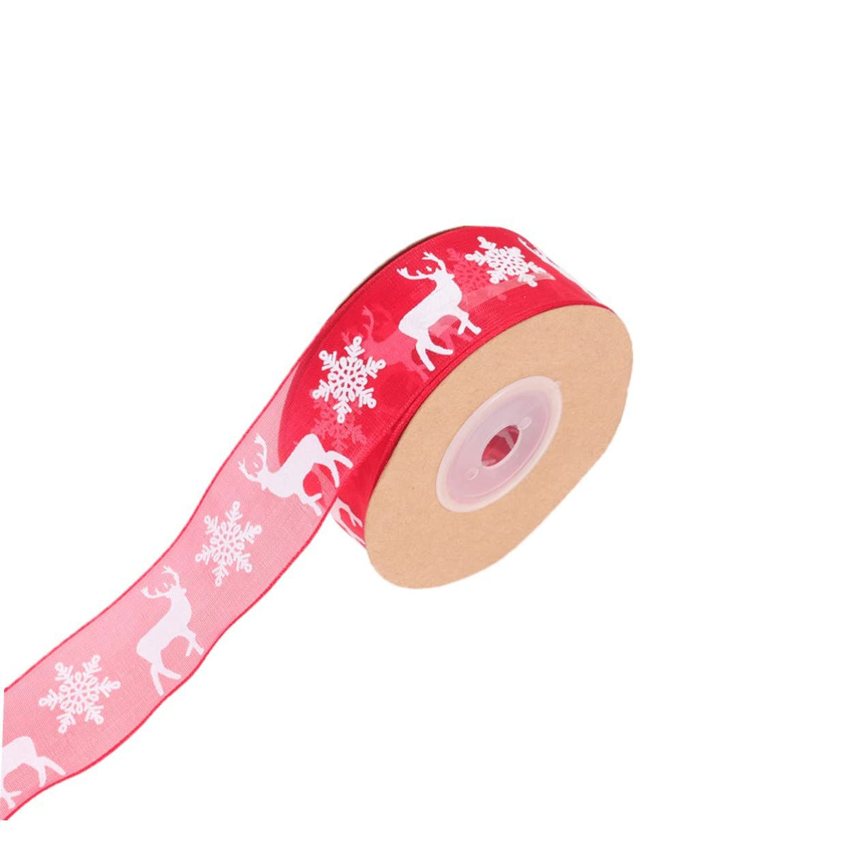 Wired Christmas Ribbon Christmas Elk Ribbon Red Christmas Organza Ribbon Xmas Ribbon Gold Glitter Deer Ribbon