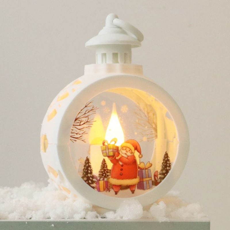 4pc Christmas Singing Snow Globe Lantern Battery Operated Lighted Snow Globe Halloween Decorations Glitter Lantern
