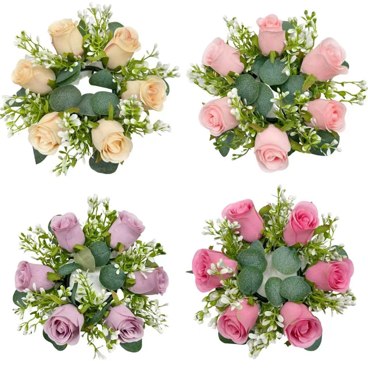 4 Pcs Roses Artificial Flowers Wedding Centerpieces for Tables Spring Summer Wreath for Front Door Weddings Party Decor