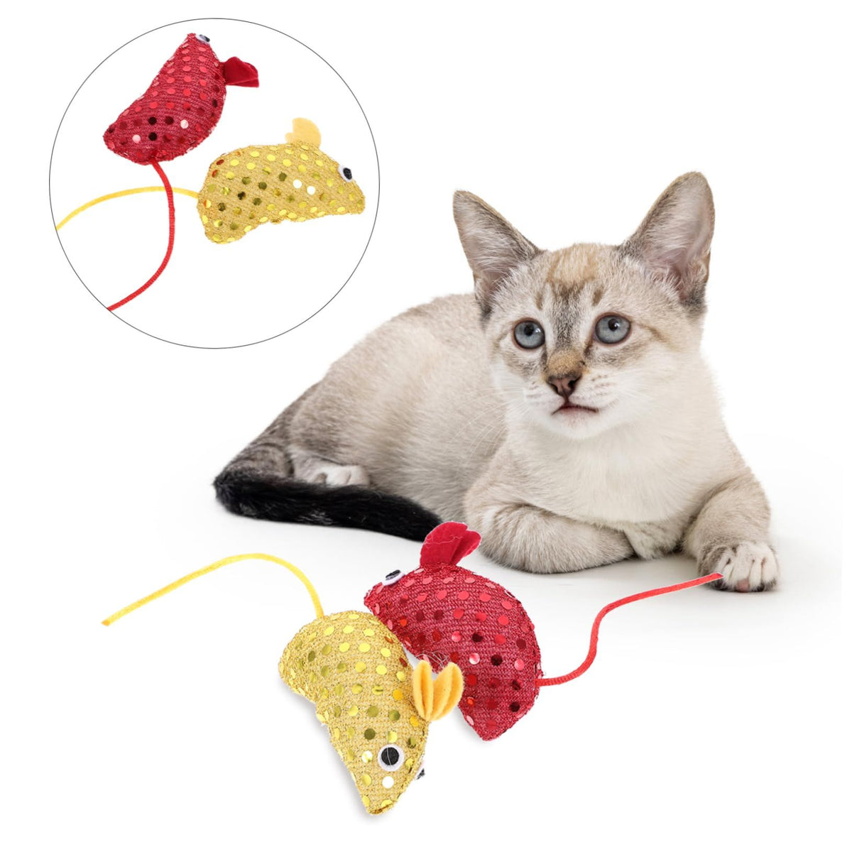 4pcs Sequin Cloth cat Toy Mouse pet cat mice Toys for Indoor Cats cat Mouse Toy Little Mouse cat Toy Kitten Taste Cartoon cat