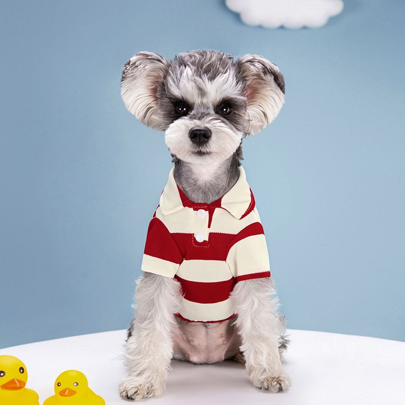 2 Pieces Stripe Dog Shirts Breathable T-Shirts for Small Dogs Cats Girl Boy Puppy Sweatshirt for TeacupClothes Apparel Pink+Red