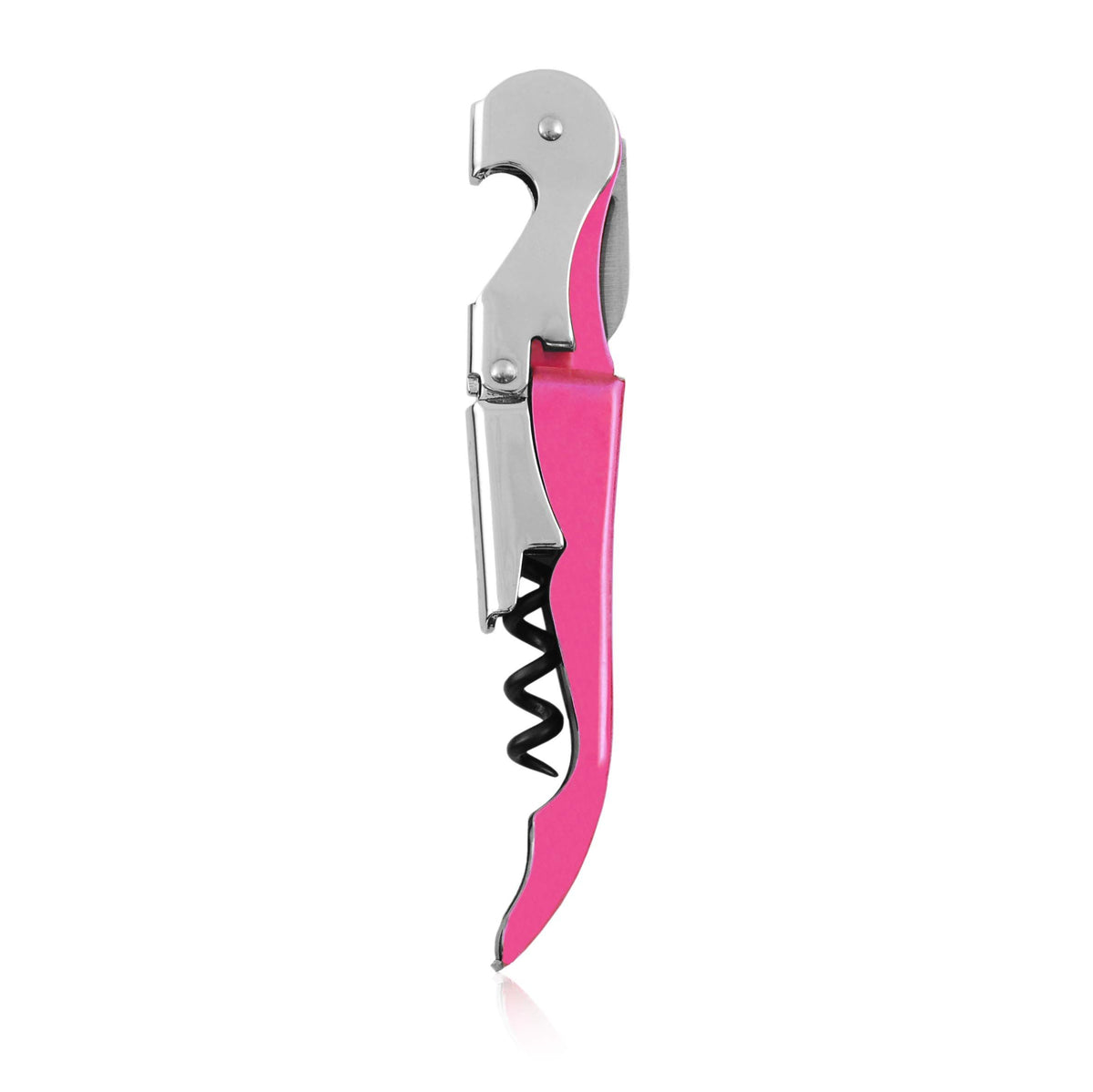Pink Double Hinged Waiter’s Corkscrew, Stainless Steel Wine Key with Foil Cutter Small, Steel Double Lever Waiter's Corkscrew