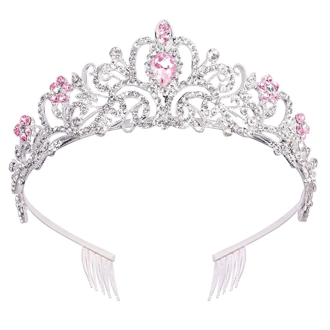 Women Tiaras for Girls Elegant Crown with Combs Princess Crown Tiara Birthday Crowns for Women Bridal Wedding Prom Birthday Party