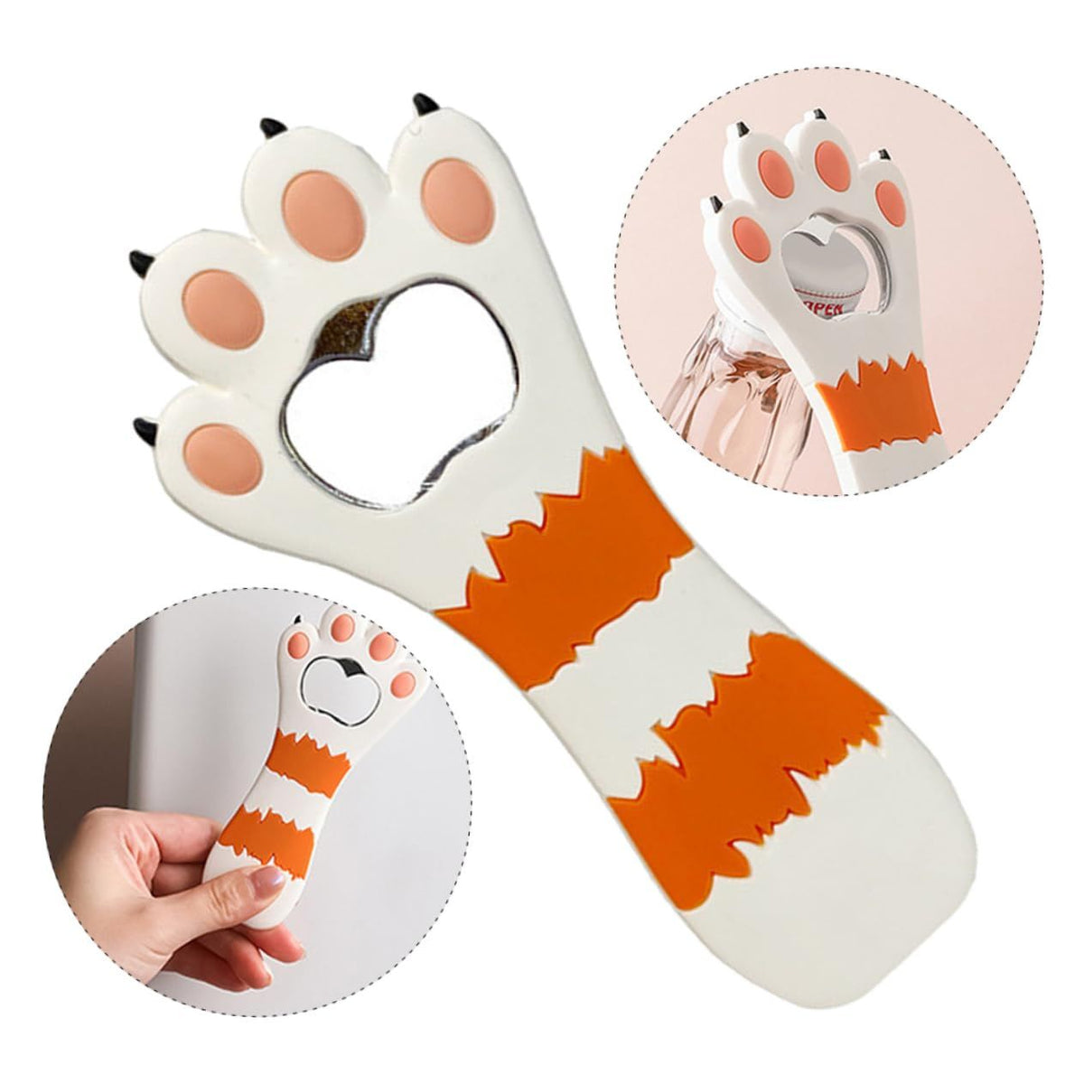 Cute Cat Paw Bottle Opener Magnet,Refrigerator Magnet Silicone Metal Bottle Opener for Beer Coke Bartender Kitchen Barware(White)