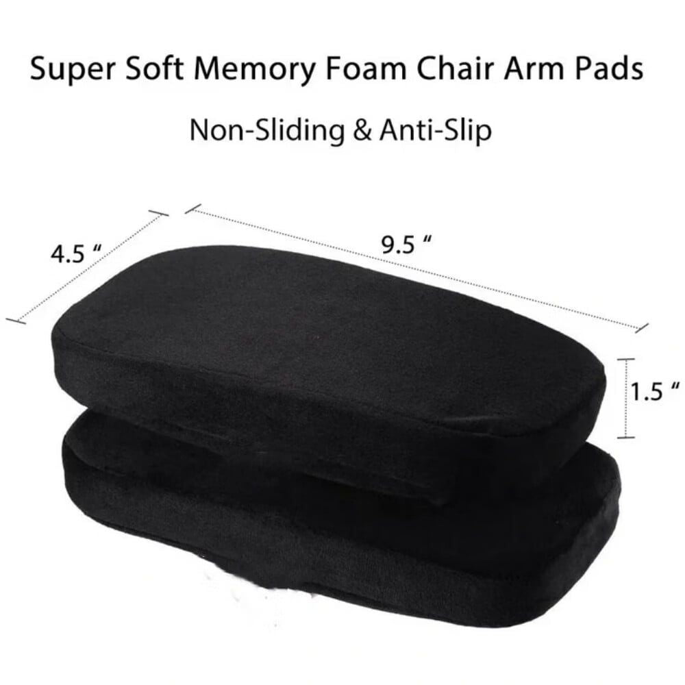 Ergonomic Memory Foam Office Chair Armrest Pads,Comfy Gaming Chair Arm Rest Covers for Elws and Forearms Pressure Relief(Set of 2),Stretch Fit,Black