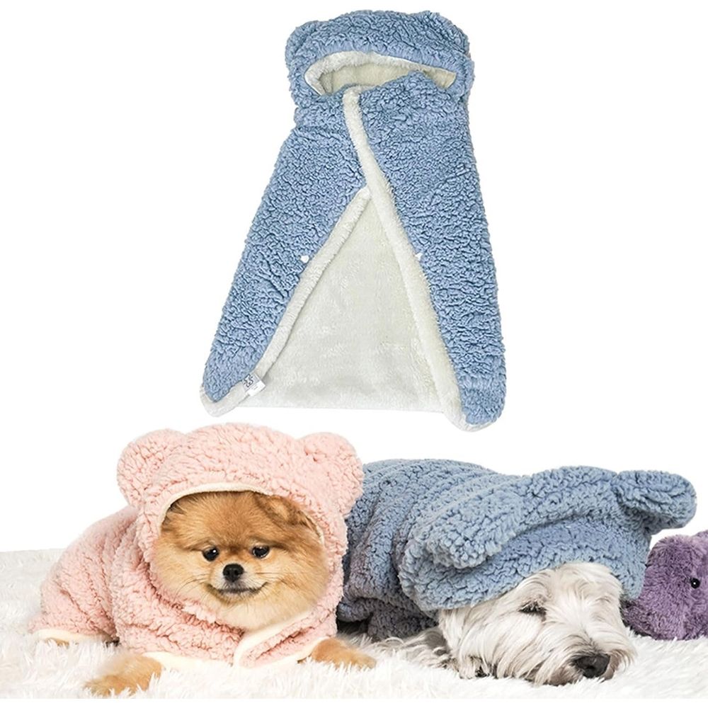 Dog Cape Blanket, Adjustable Pet Cape with Snap Buttons and Hood, Soft Flannel Warm Blanket for Small to Large Dogs for Indoor and Outdoor Use