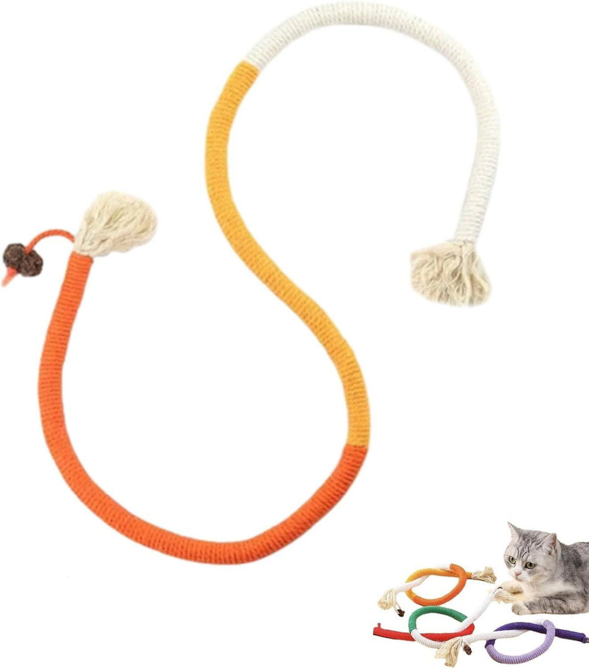 Catnip Chew Rope Toy – Natural, 27.56" Silvervine Chew Toy for Teeth Cleaning, Natural Sisal Cotton Rope Cat Toys with Catnip for Indoor Cats and Kittens Oral Care