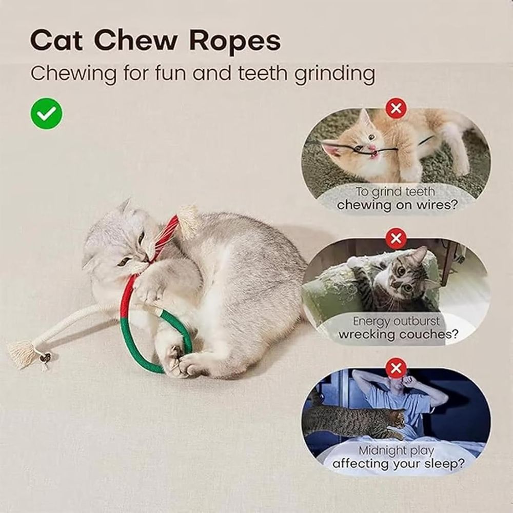 Catnip Chew Rope Toy – Natural, 27.56" Silvervine Chew Toy for Teeth Cleaning, Natural Sisal Cotton Rope Cat Toys with Catnip for Indoor Cats and Kittens Oral Care