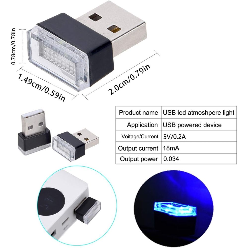 USB Car Interior Atmosphere Lamps,USB-powered ambient lighting for car interiors (4pc)