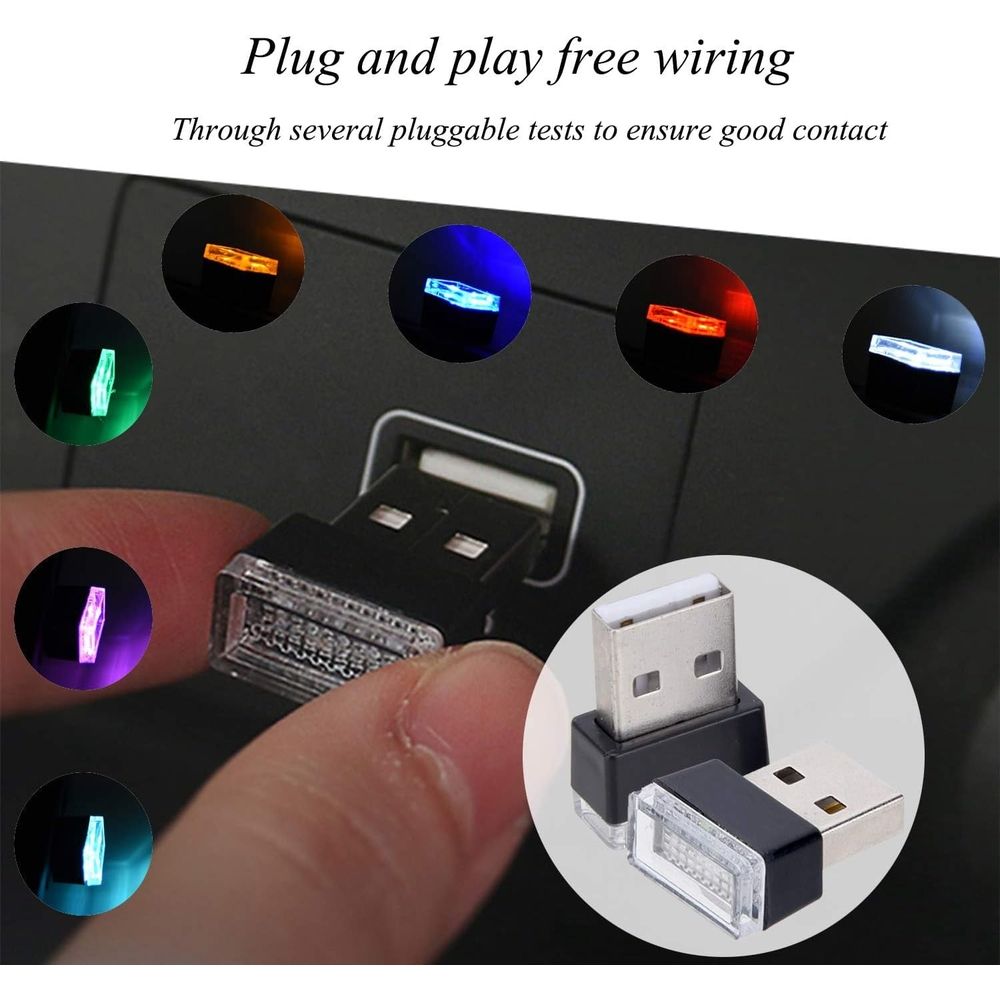 USB Car Interior Atmosphere Lamps,USB-powered ambient lighting for car interiors (4pc)