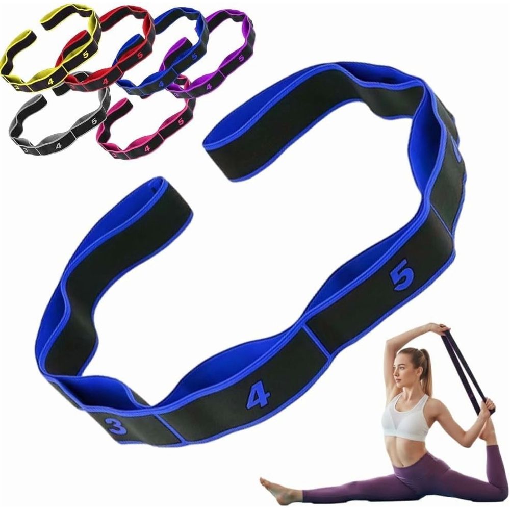 Numbered Resistance Band, 6.5ft Leg Stretcher Band with Loops, Adjustable Pilates & Fitness Strap for Full Body Stretching Shaping