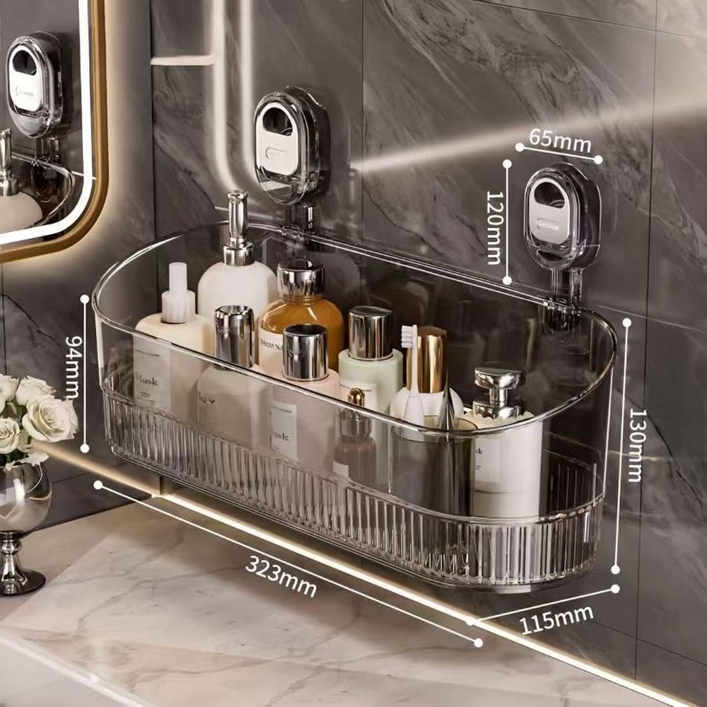 Clear Bathroom Shower Caddy, Wall Mount Storage Shelf with Suction Cups,Bathroom Storage Shelf 12.7x4.5x3.5 inchesLoad-bearing capacity: 22Ib 1piece (transparent)