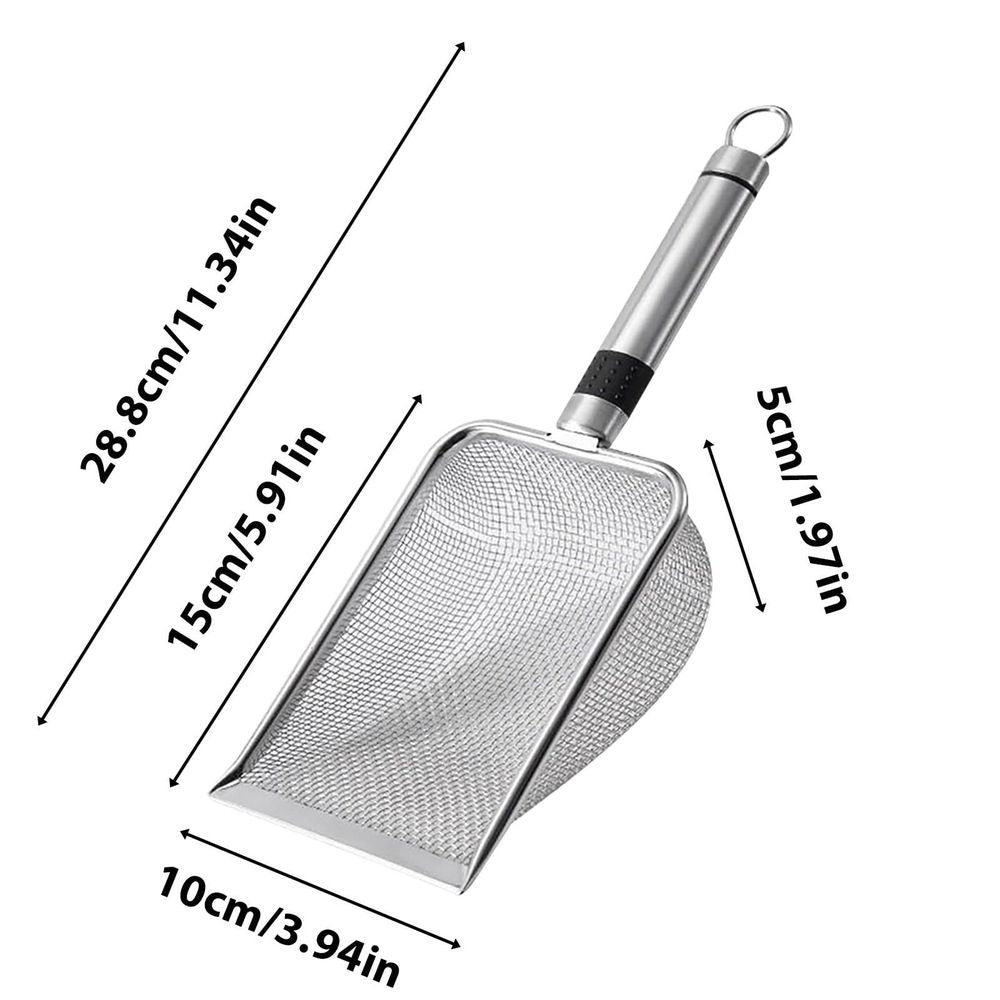 Stainless Steel Cat Litter Scoop | Fine Mesh Sifter Shovel for Pet Waste Cleaning | Small Hole Sand Sifter for Litter Box Maintenance | Durable Stainless Steel Pet Cleaning Tool for Home Use