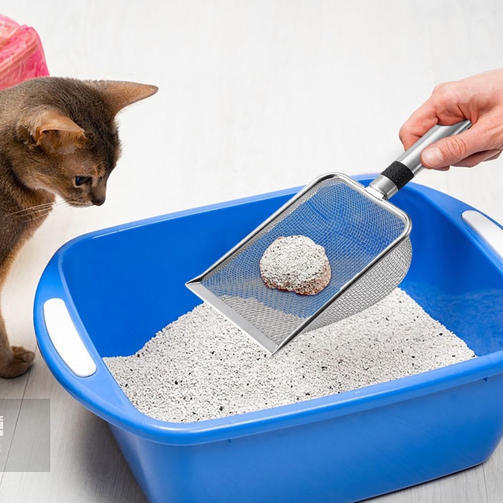 Stainless Steel Cat Litter Scoop | Fine Mesh Sifter Shovel for Pet Waste Cleaning | Small Hole Sand Sifter for Litter Box Maintenance | Durable Stainless Steel Pet Cleaning Tool for Home Use