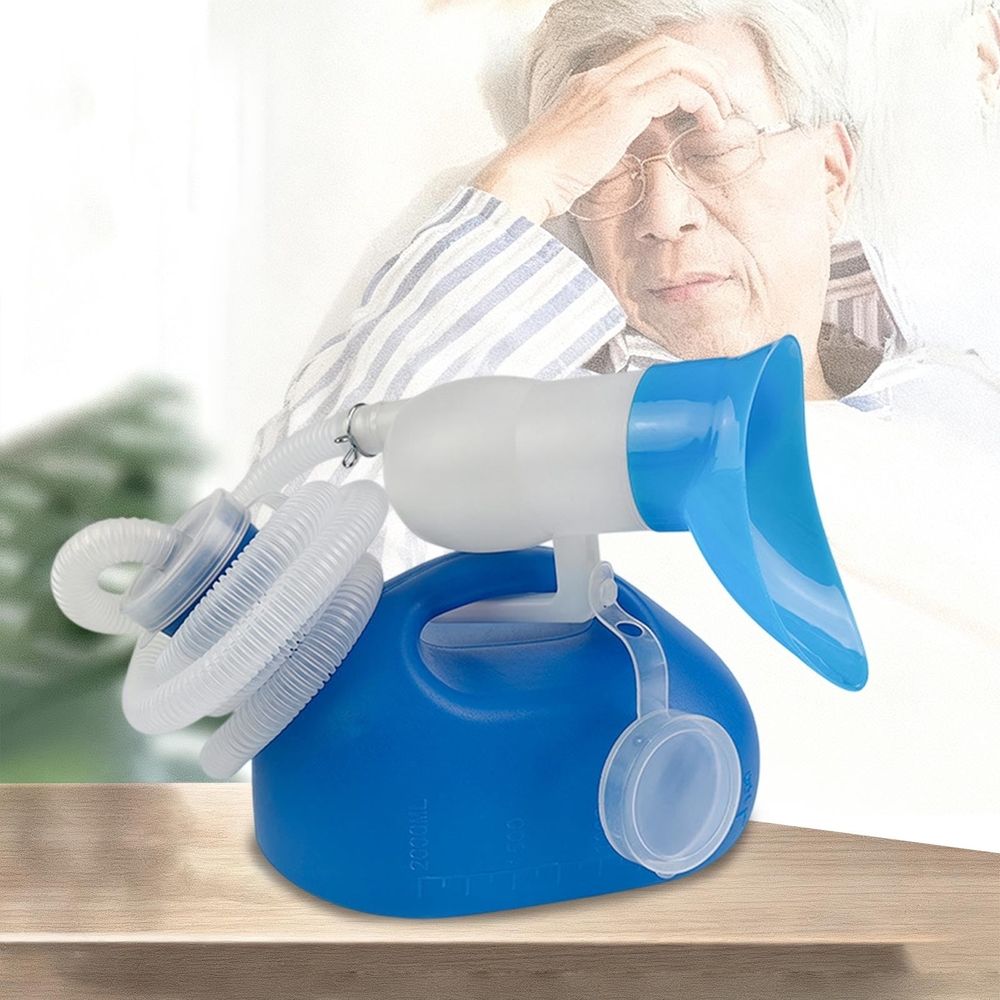 2L Large Capacity Urinal for Bedridden Patients | Unisex Adult Nighttime Urine Collector with Flexible Hose & Odor Control | Leak-Proof Portable Bedside Potty for Home Care & Hospital Use