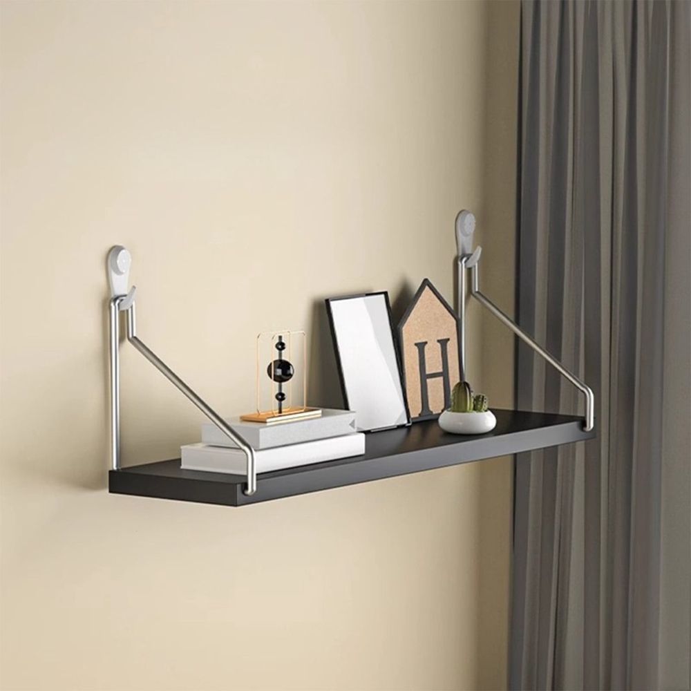 No-Drill Wall Shelf | Wall-Mounted Storage Rack for Bedside, Living Room, or Office | Wooden Floating Shelf for Books, Router, Projector, Decor | 30x15cm White, Black, Coffee, or Yellow