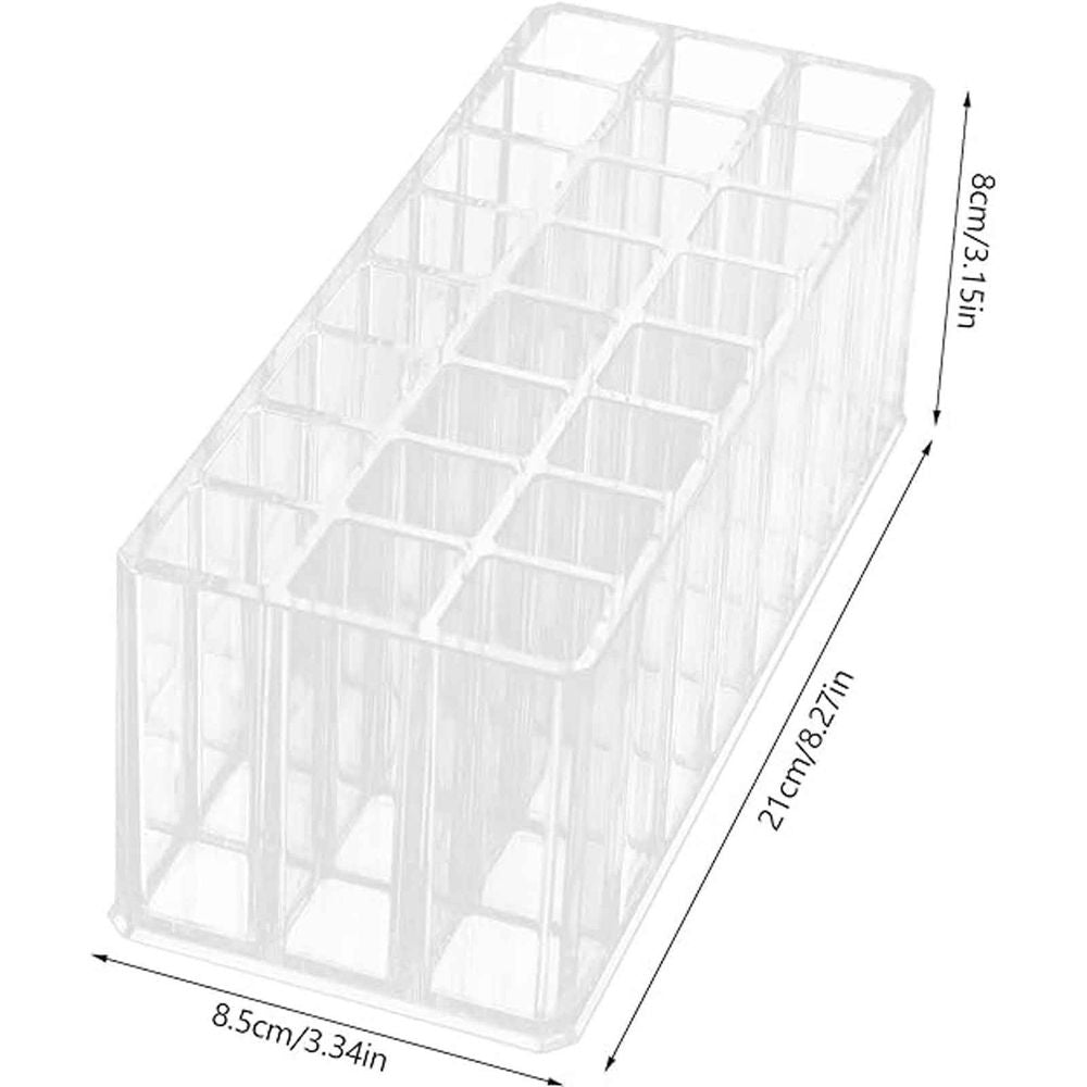 Acrylic Lipstick Organizer with 24 Slots | Clear Makeup Storage for Lipstick, Lip Gloss, Brushes & Bottles | Vanity Tabletop Display for Bathroom, Bedroom & Dressing Room