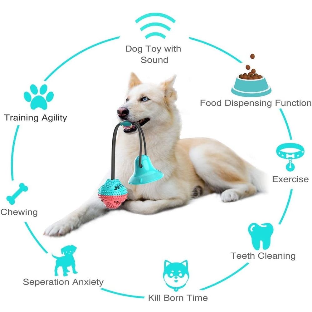Suction Cup Dog Toy for Tug of War, Dog Chew Toys for Aggressive Chewers Interactive Dog Toys, Durable Teeth Cleaning Dog Toy
