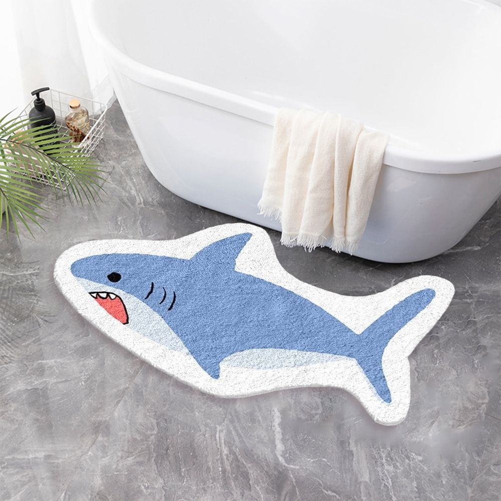 Shark Shaped Bathroom Rugs, Cute Cartoon Bath Mat Blue Bath Mats for Bathroom Soft Shower Rug Entrance Indoor Outdoor Rug (20 * 32inch)
