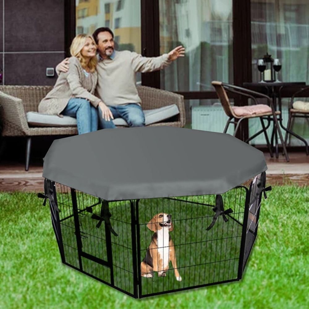 Dog Crate Cover, Sun/Rain Proof Kennel With Ties, Durable Heavy Duty Kennel Cover, Windproof Waterproof Uv-Resistant, Machine Washable, Reduces Barking & Chewing