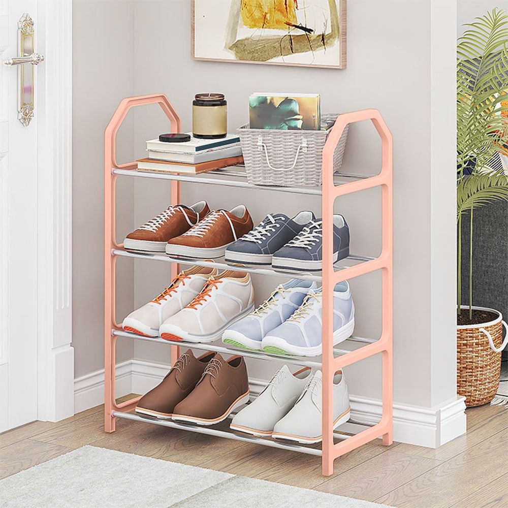 4-Tier Small Shoe Rack, Free Standing Shoe Organizer, Space Saver Shoe Storage Organizer, Metal Shoe Rack For Entryway, Closet, Bedroom Living Room