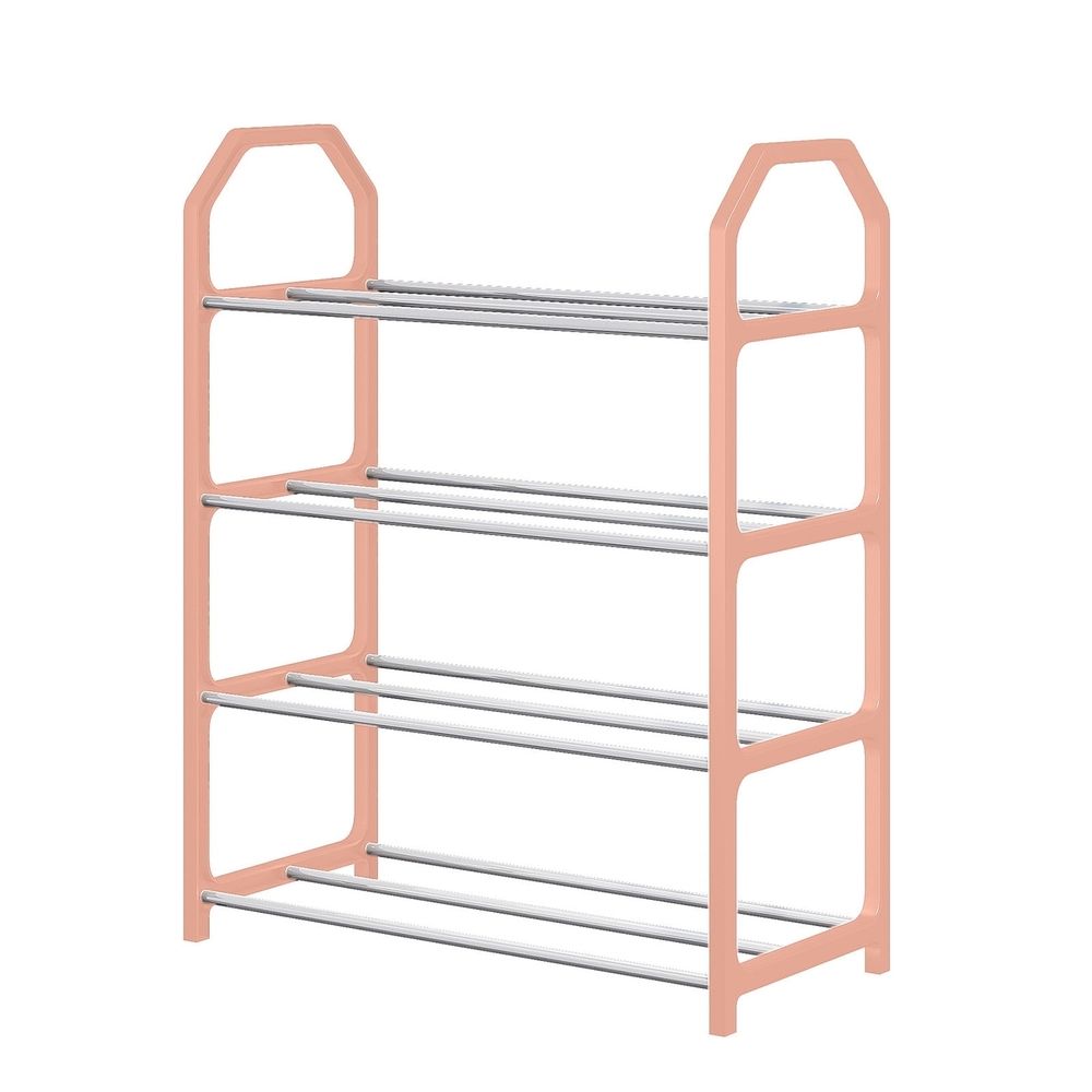 4-Tier Small Shoe Rack, Free Standing Shoe Organizer, Space Saver Shoe Storage Organizer, Metal Shoe Rack For Entryway, Closet, Bedroom Living Room