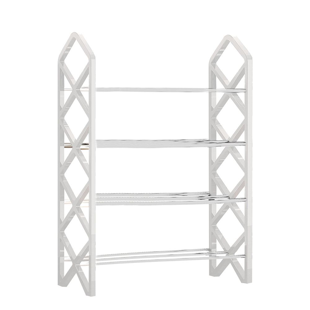 4 Tier Shoe Rack, Metal Free Standing Shoe Organizer, Shoe Storage Organizer For Closet, Entryway, Front Door Entrance