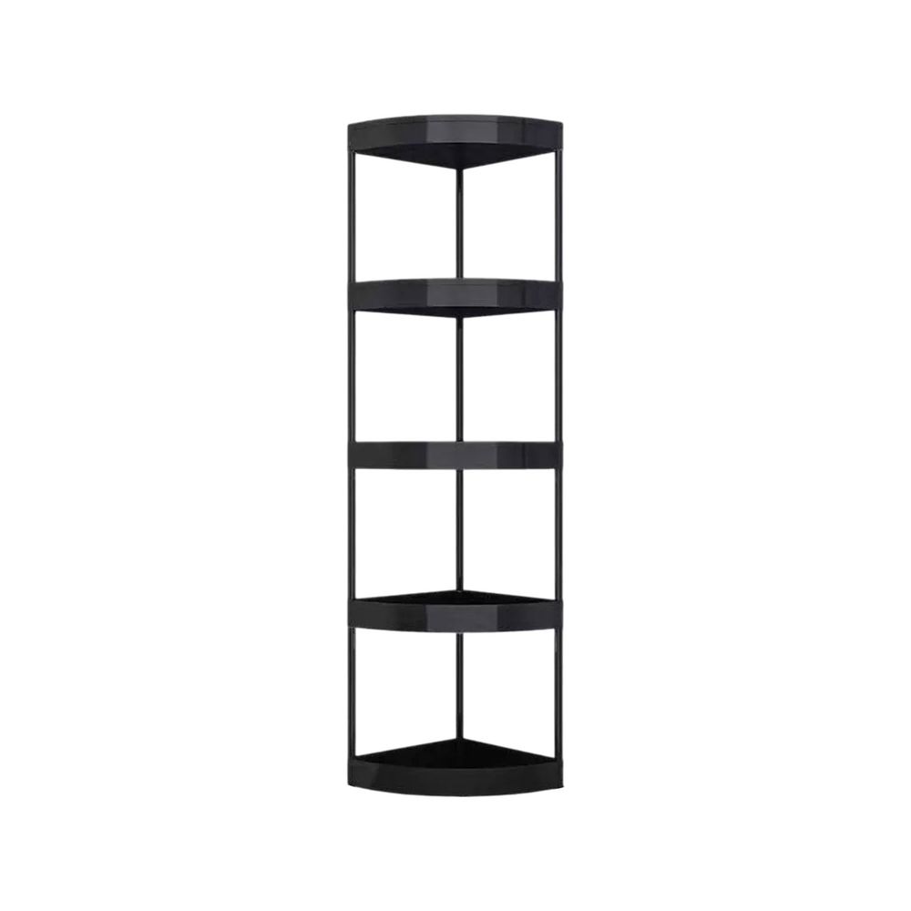Bathroom Corner Storage Shelf | Toilet Organizer Rack | Tripod Floor Stand with Removable Rollers | Plastic and Stainless Steel Bathroom Shelving Unit | Home Organization for Small Spaces