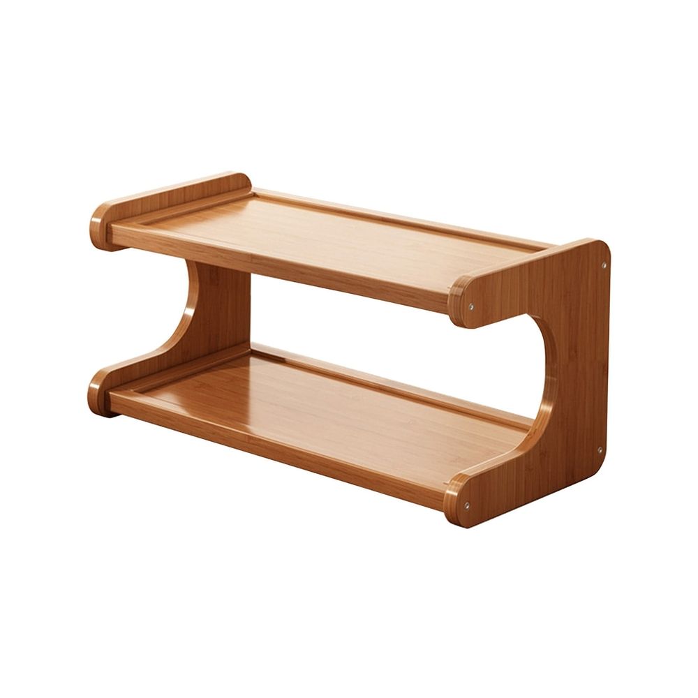 Desktop Shelf Double Layer Storage Rack for Bookshelf Kitchen Supplies Office Home Dormitory Organizing Rack - Wooden Desk Organizer with Vertical Space Saving Design