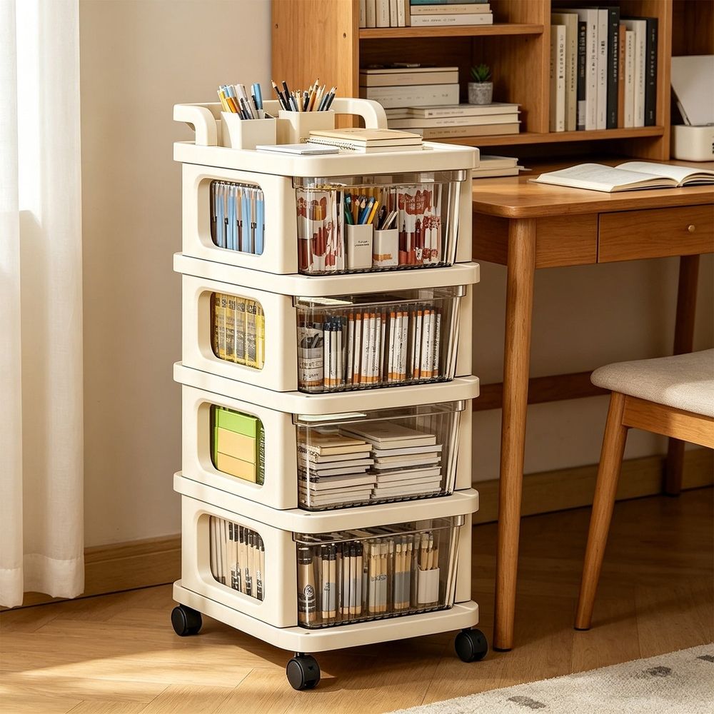 Rolling Storage Cart with Drawers Plastic Storage Drawer Unit on Wheels Mobile Organizer Cart for Snacks Toys Office Supplies - 2 3 4 5 Tier Narrow Trolley for Bedroom Kitchen Living Room