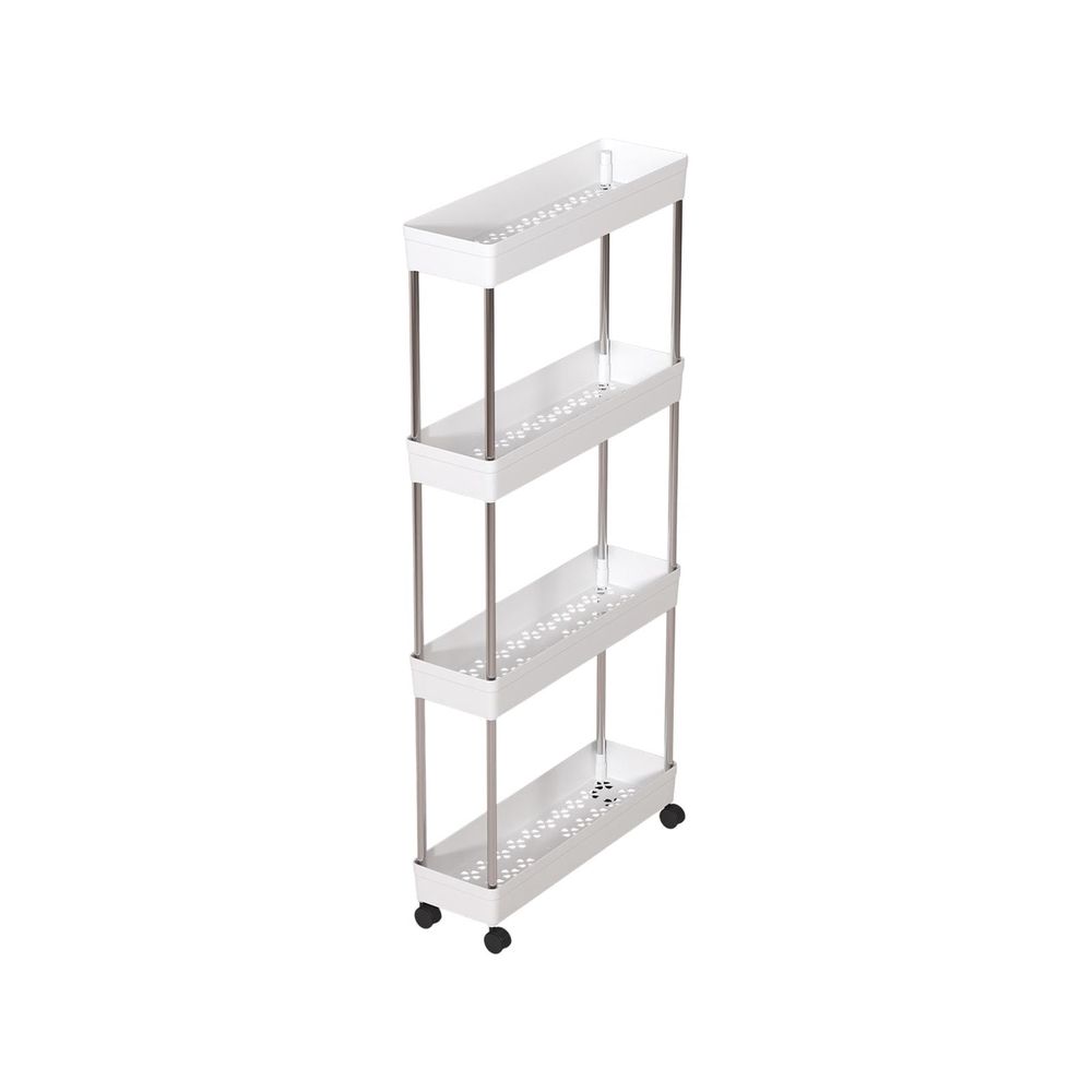 4-Tier Narrow Rolling Storage Cart with Wheels | Kitchen Shelving Unit for Spice Condiments | Multi-Purpose Bathroom Organizer Rack| Living Room Snack Cart | Vertical Space Saving Rolling Shelf