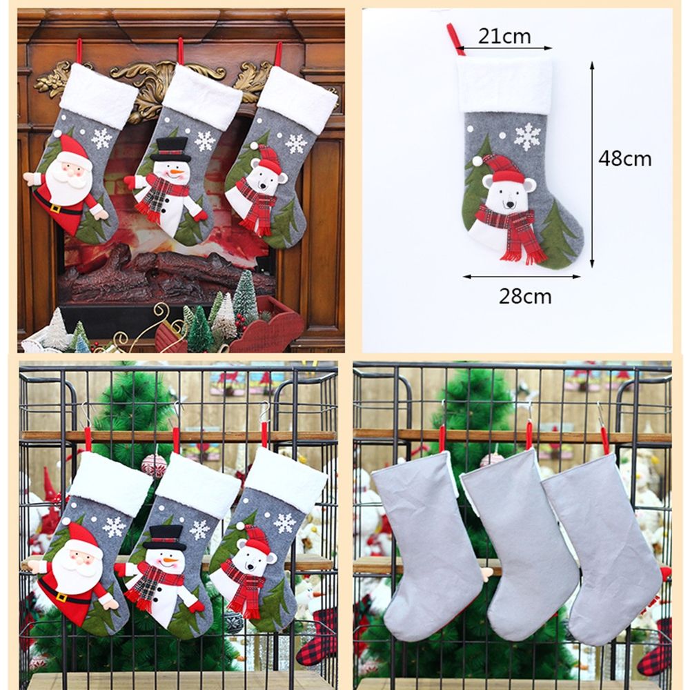 Christmas Stockings for Family Kids Santa Snowman Bear Large Stockings Christmas Decorations for Xmas Fireplace Holiday Party