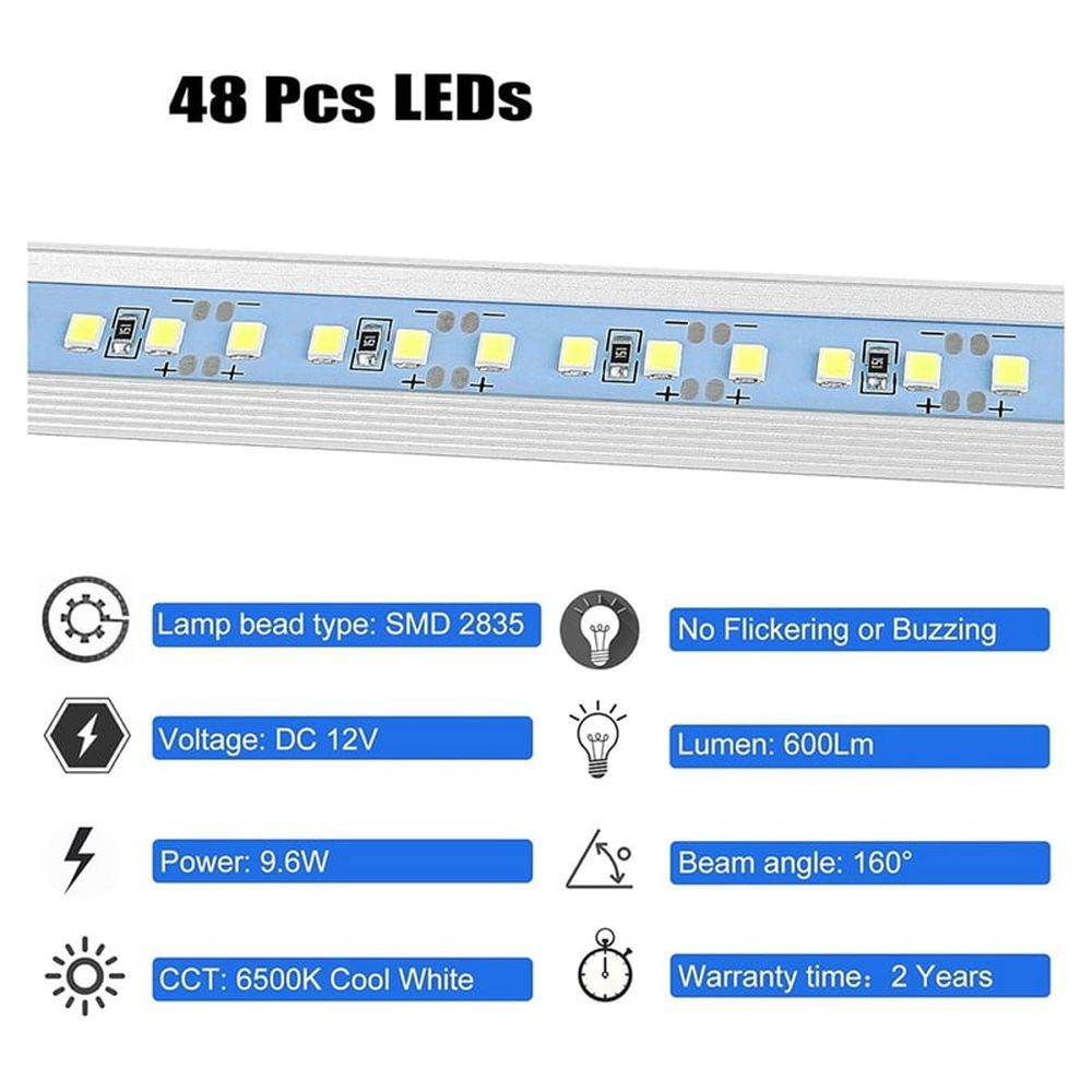 12V LED interior light strip kit, with switch and magnet, 6500K white, suitable for 8 vehicles and cabinets