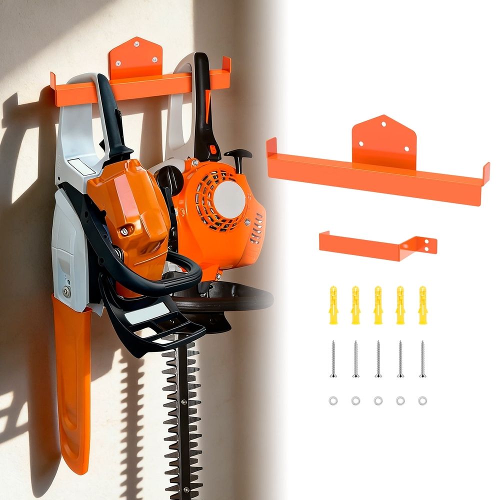Backpack Leaf Blower Hanger with Tube Hook, Heavy Duty Wall Mount Rack for Garage Organization