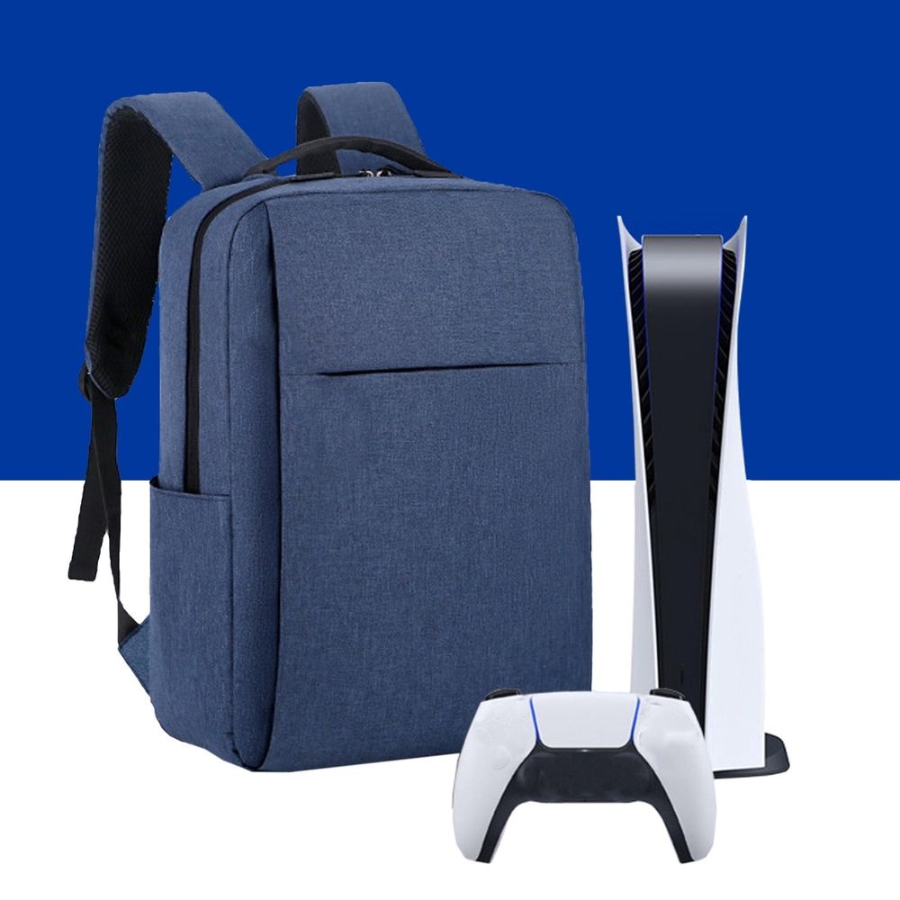 Travel Pouch Backpack for Game Console Discs and Controllers Large Capacity Carrying Bag with USB Port for Accessories and Cables