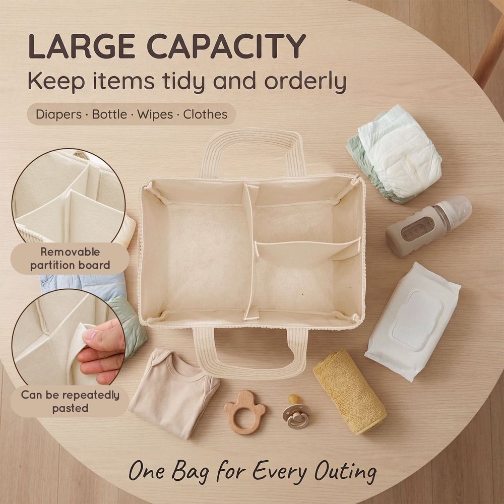 2Pcs Diaper Caddy Organizer with Inner Compartment Organization Sturdy Comfortable Carry Design for Nursery Baby Shower Newborn