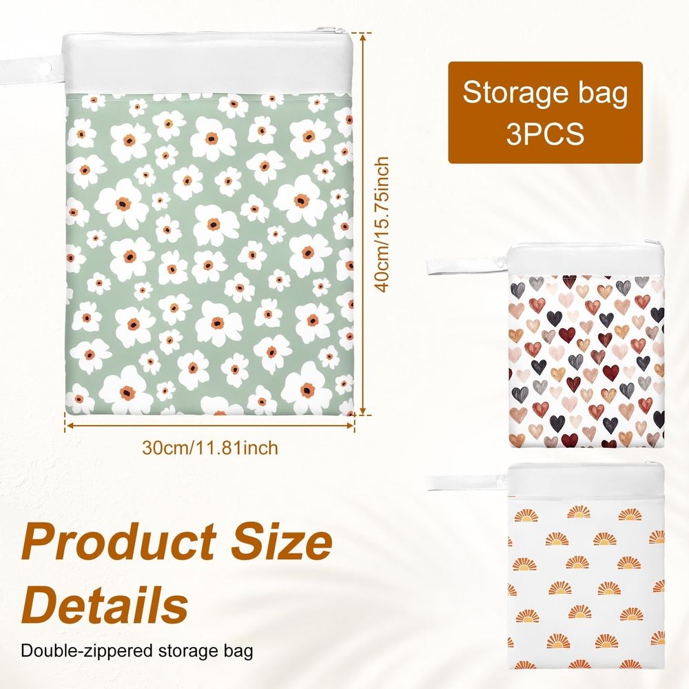 3Pcs Wet Dry Bags Spacious Inner Space Waterproof Wet Bag Portable and Easy To Clean for Baby Item Swimming Beach Travel