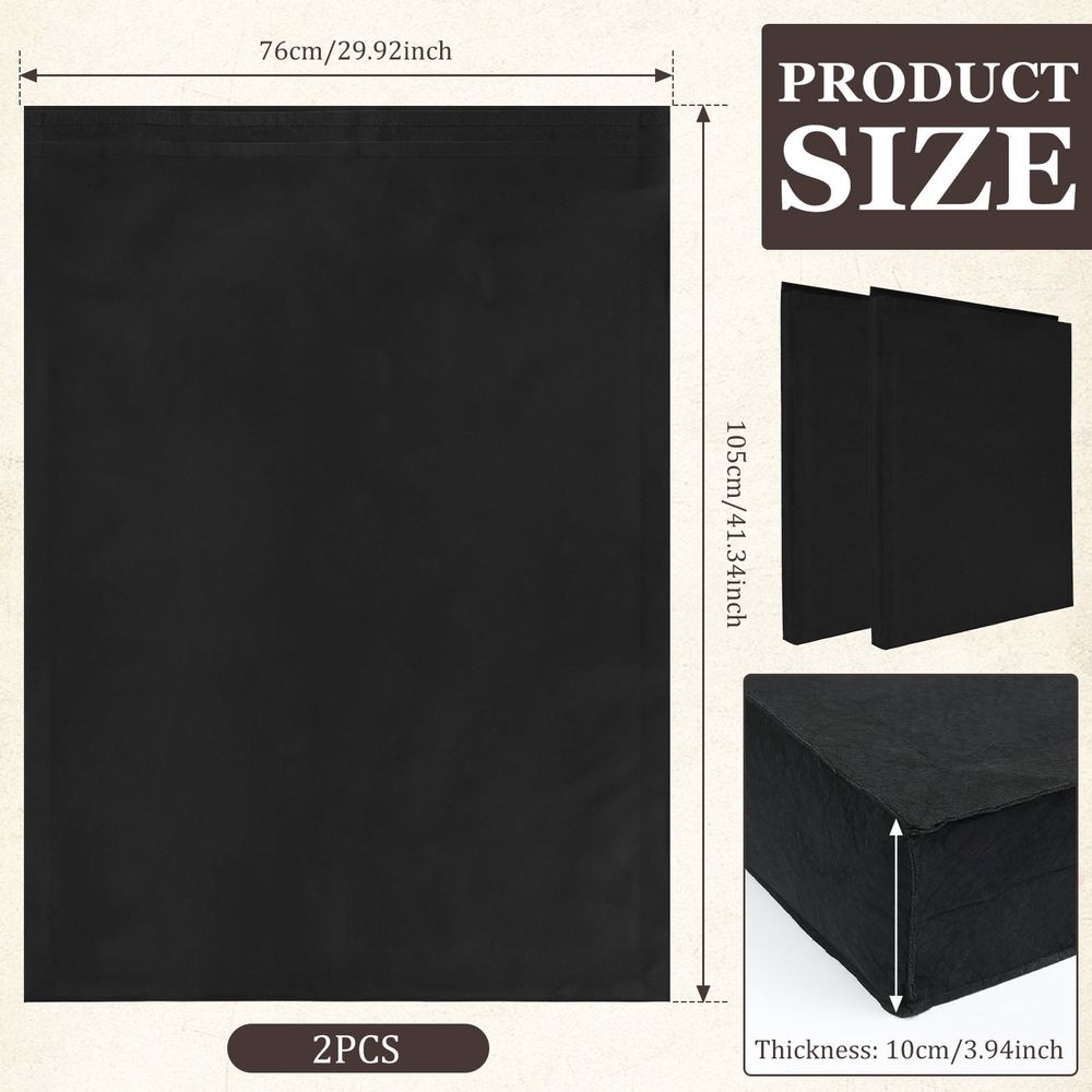 2 Pack Felt Picture Frame Moving Bag, Self Adhesive Sealing, Scratch Protection, Safe Transport, for Office Reorganization (Black)