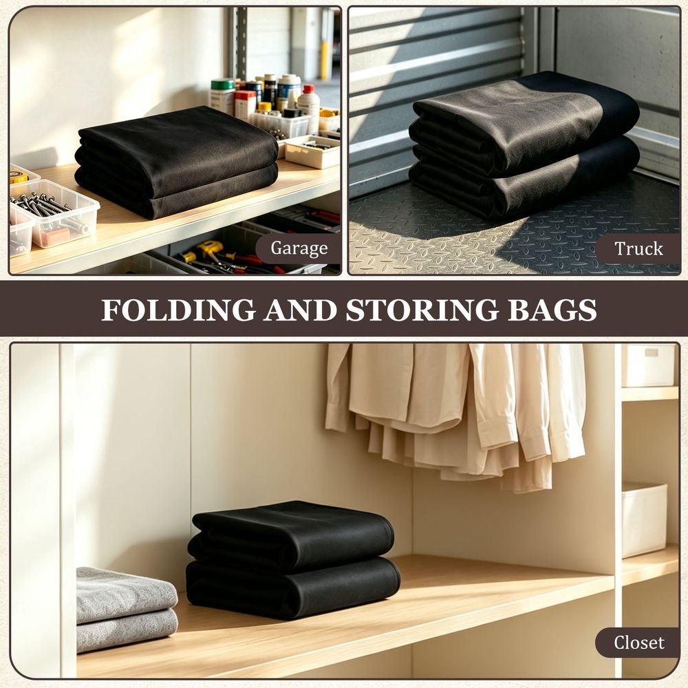 2 Pack Felt Picture Frame Moving Bag, Self Adhesive Sealing, Scratch Protection, Safe Transport, for Office Reorganization (Black)