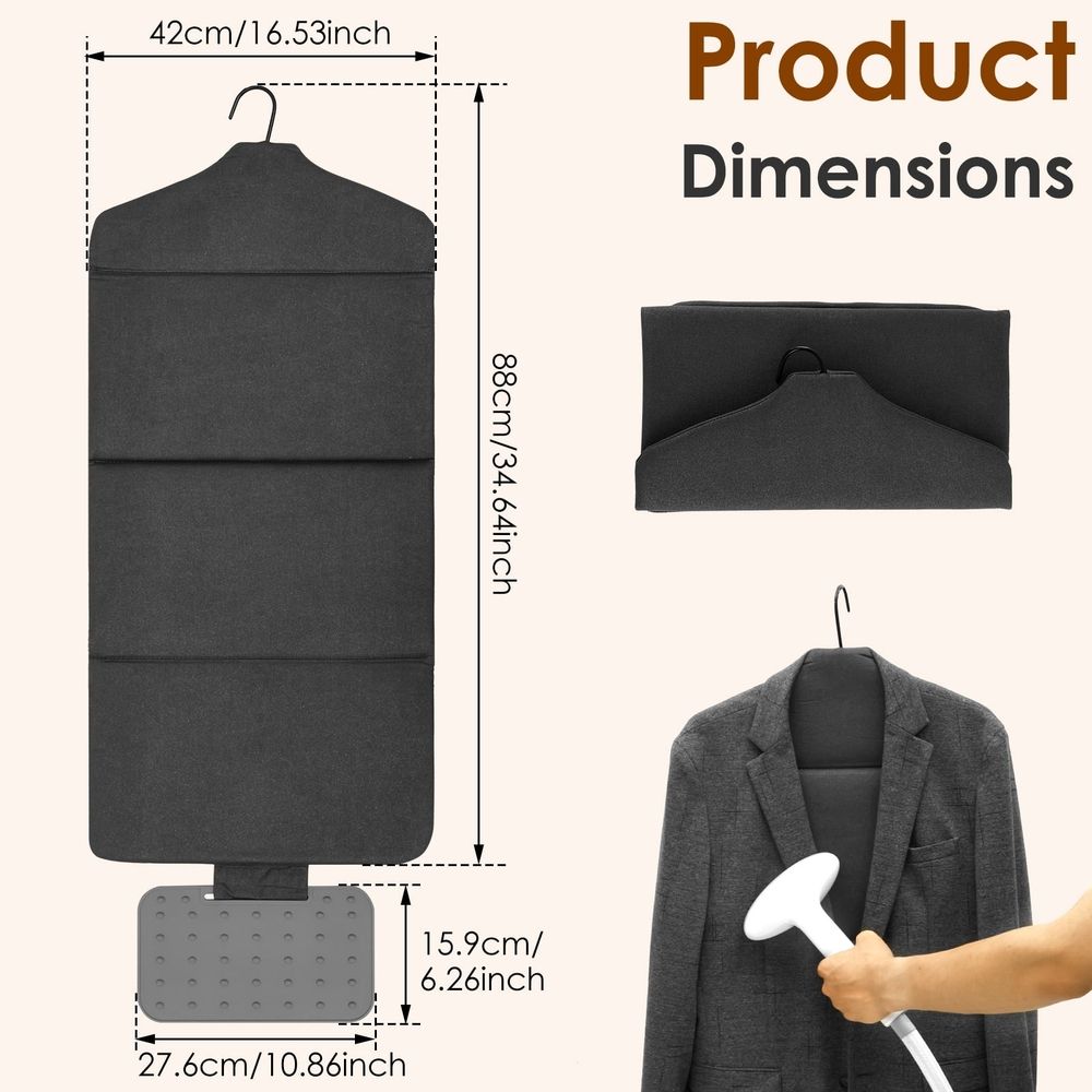 Foldable Ironing Board, 360° Rotating Hook, Safety and Burn Protection, Efficient and Time Saving, for Clothes 34.65 x 16.54 inches with Silicone Pad