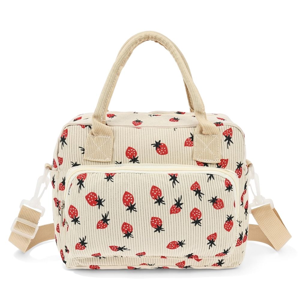 Corduroy Lunch Bags Double Layer Temperature Lock Structure Green Mark Resistant Inner Liner for Relatives and Friends
