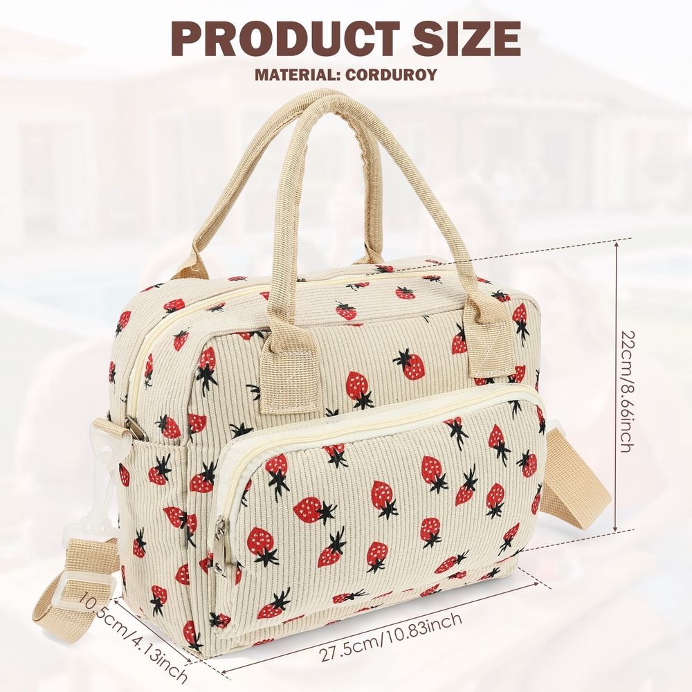 Corduroy Lunch Bags Double Layer Temperature Lock Structure Green Mark Resistant Inner Liner for Relatives and Friends