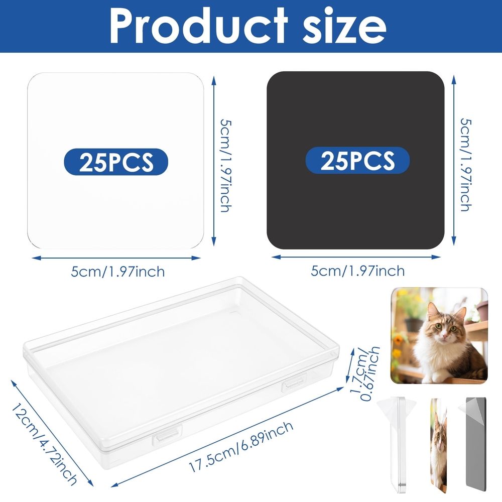 25Pcs Acrylic DIY Fridge Magnet Set, Resists Daily Wear and Light Scratches for Photo Projects, Drawing Displays, and Beginner Friendly Handmade Fun