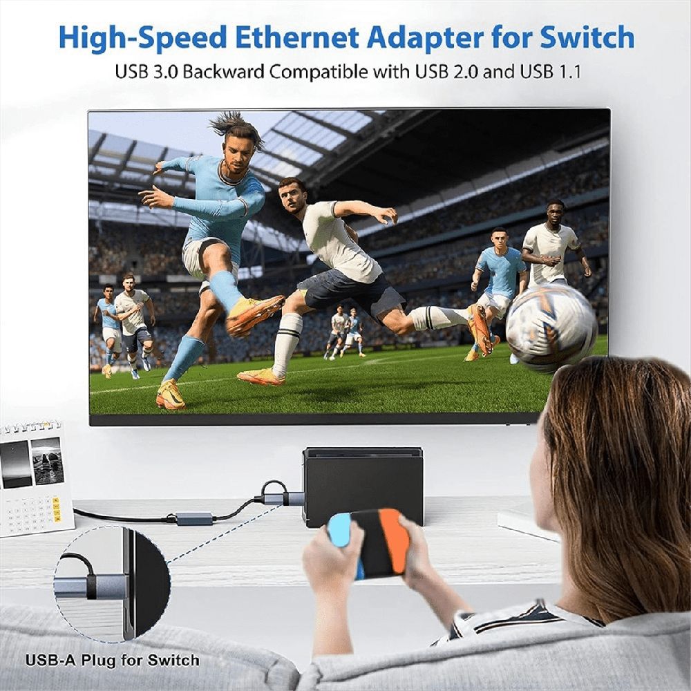 USB 3.0 to Ethernet Adapter with USB C to RJ45 Gigabit LAN 1000 Mbps Wired Network, Network Adapter, for